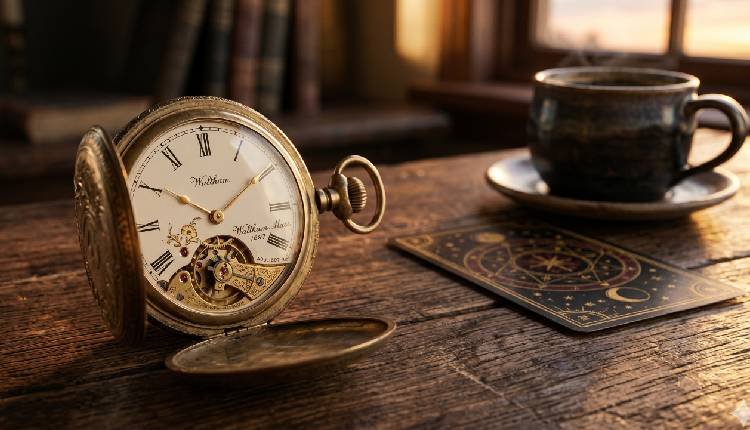 ¿Cuándo va a pasar? La cruda verdad sobre predecir fechas exactas en la videncia 2 Reloj de bolsillo antiguo marcando el tiempo, representando la espera y la predicción de fechas exactas en el tarot.