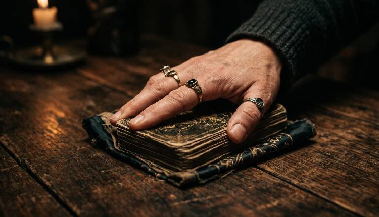 Tarot Fiable: Cómo evitar que te roben en tu cara cuando estás desesperada 3 Mano deteniendo una baraja de cartas, representando la búsqueda de un tarot fiable y cómo evitar las estafas en la videncia telefónica.